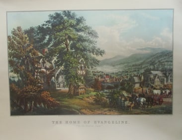 The Home of Evangeline -  Currier Ives
