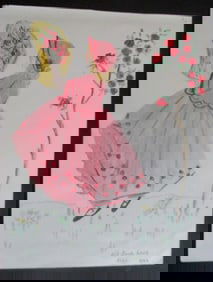 Girl In Red Dress with Bouquet of Flowers