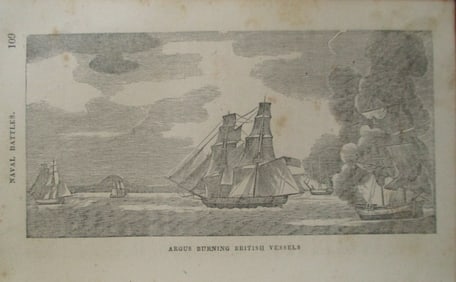 Argus Burning British Vessels - Naval Battle