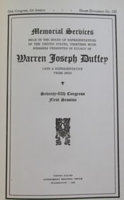 Congressman Warren Joseph Duffey Memorial Address