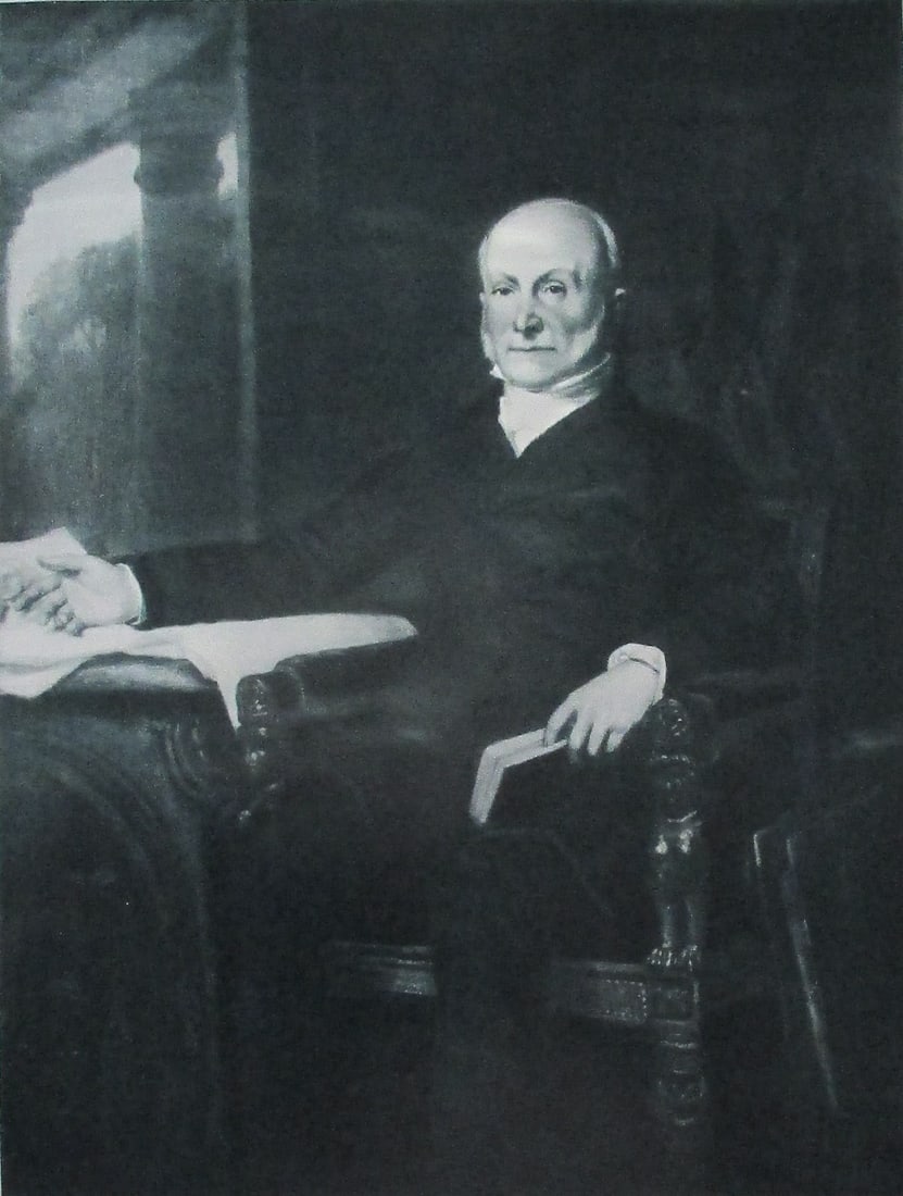 John Quency Adams - George Peter Alexander Healy: President John Quincy Adams Large Folio. Plate 14 1/2 x 9 1/2" - Print 19 1/2 x 15 1/2". Artist: George Peter Alexander Healy Print Type: Gravure wit