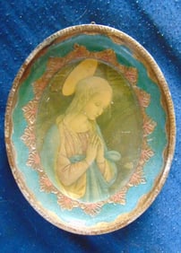 Two Oval Prints of Angel & Saint