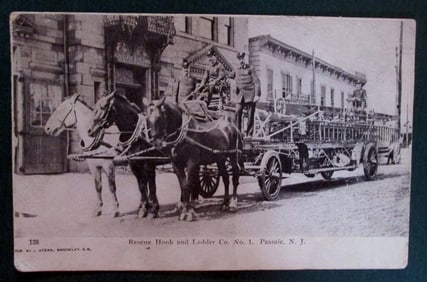 Real Photo Postcard of Rescue Hook & Ladder