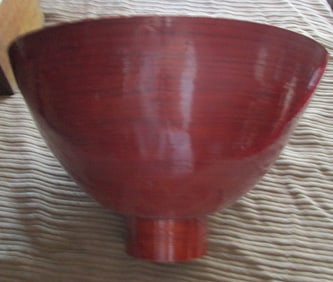 Mid Century Modern Bamboo Pedestal Bowl