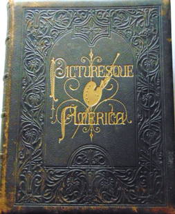 Picturesque America (American Scenery): Picturesque America (American Scenery) Volume 1. Folio. Leather covers. Author: William Cullen Bryant Illustrations: B/W Plates Dated: 1872 Binding: Leather Condition Report: Staining to top