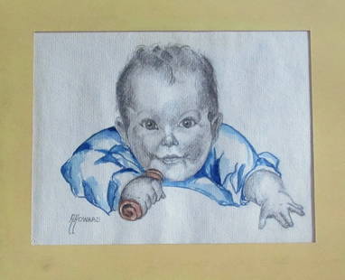 Alan Howard (1923 - 2008)  Illustration of Baby: Alan Howard (1923 - 2008( Illustration of Baby A wonderful illustration of a baby that closely resembles the Gerber Baby.Illustration Art Artist: Alan Howard (1923 - 20