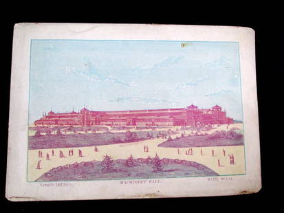 Centennial Exhibition 1876 Machinery Hall Building: International Centennial Exhibition 1776 Machinery Hall < Also known as the Centennial Exhibition. Rare Artist: C. Burt Print Type: Lithograph Date