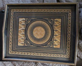 Finely Carved Serving Tray - Intricate Design
