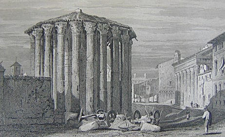Engraving of the Temple Vesta and House of Rienzi