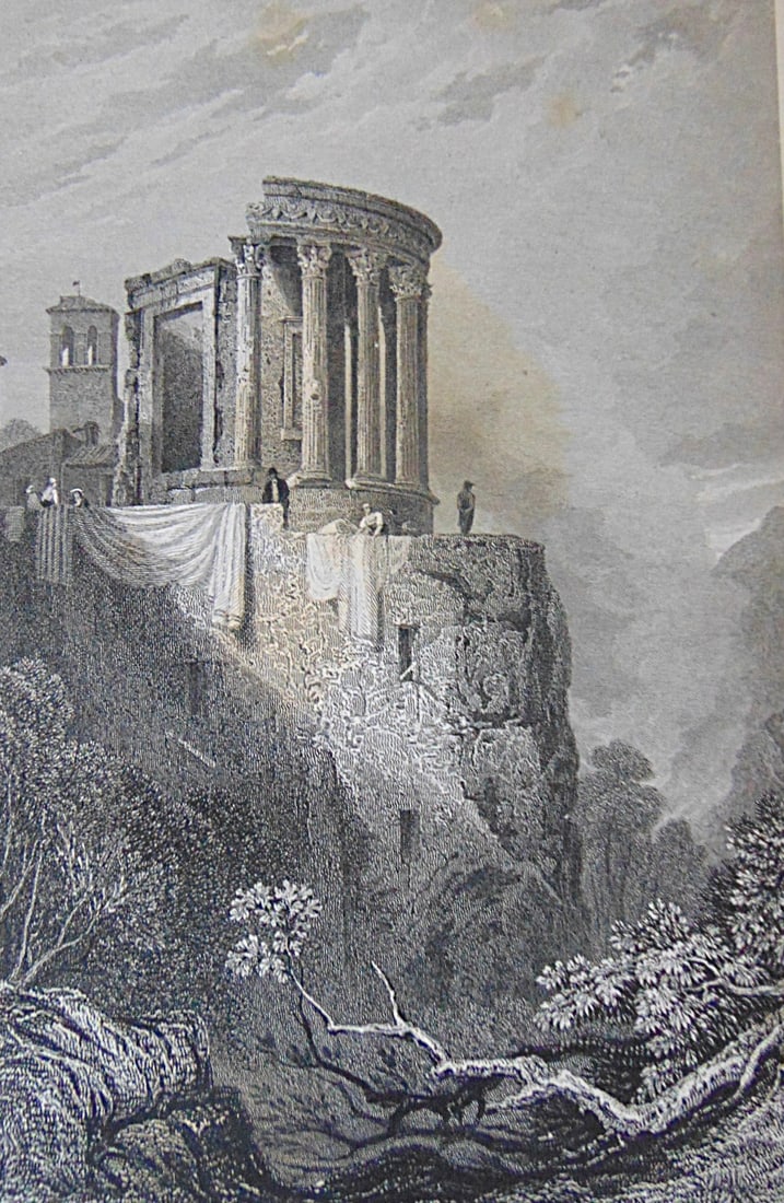 Early Engraving of Sibyl's Temple Tivoli Italy: Early Engraving of Sibyl's Temple Tivoli Italy Artist: Samuel Prout Print Type: Engraving Date: C1830 Origin: British Dimensions: 4.1/2 x 7 3/4" Provenance: Hil