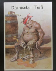 German Postcard of The Devil Signed