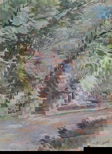 Frascati - Villa Aldobrandini  - Pierre Vignal: Frascati - Cascade In The Villa Aldobrandini  From Water Color Renderings Gardens of Rome - Pierre Vignal Portfolio Artist: After Pierre Vignal 1855 - 1925 Print Type: Color Plate S