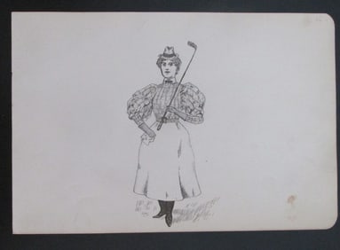 Early Female Golf Drawing