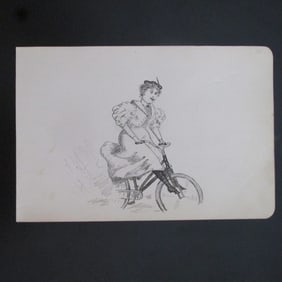 Early Female Bicycle Drawing