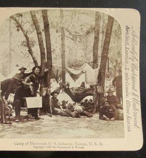 Camp of the Thirteenth US Infantry - Tampa USA: Camp of the Thirteenth US Infantry - Tampa USA A rare view. Theodore Roosevelt's Rough Riders Spanish American War In usually Fine Condition Dated: 1898 Subject: Spanish American War Medium: