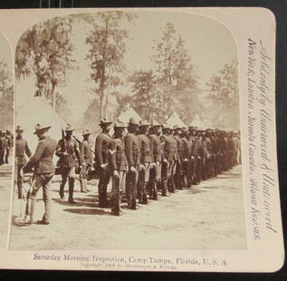 Saturday Morning Inspection Camp Tampa Florida: Saturday Morning Inspection Camp Tampa Florida A rare view. Theodore Roosevelt's Rough Riders Spanish American War In usually Fine Condition Dated: 1898 Subject: Spanish American War Medium: