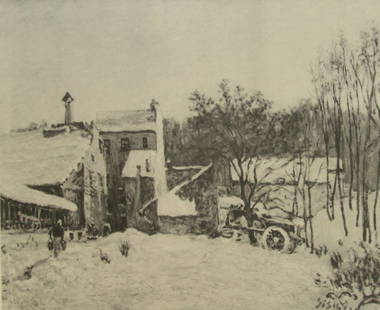 La Neige a Chaville - Alfred Sisley: Sisley - La Neige a Chaville This gravure is from Art Francais - Exposition d'Art decoratif ontemporain 1800 - 1885. Organisee par Madame la Cometesse Greffulhe, Presidente. Comes with copy of the ori