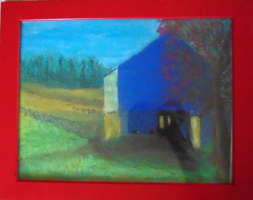Blue Barn In Meadow - Style of Edward Hopper