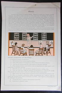 Phonics: Phonics Original teaching card. Text on verso with information. Dated: c 1930 - 1940's Type Teaching Card Size: 8vo Publisher: Superior Eduction Assoc. Condition Report Crease on left corner and