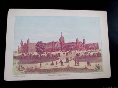 Centennial 1876 Agricultural Building: International Centennial Exhibition 1776 Agricultural Building  Also known as the Centennial Exhibition. Rare Artist: C. Burt Print Type: Lithograph Date: 1876 Origin