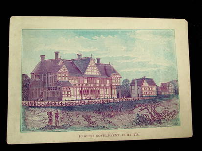 Centennial 1876 English Government Building: International Centennial Exhibition 1776 English Government Building  Also known as the Centennial Exhibition. Rare Artist: C. Burt Print Type: Lithograph Date: C1875 - 187
