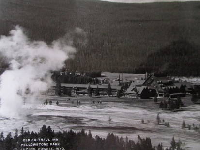 Old Faithful Inn Yellowstone  - Albert G. Lucier: Old Faithful Inn Signed in photograph lower right Old Faithful Inn - Yellowstone Park - Lucier, Powell, Wyo. Photographer: Albert G. Lucier 1877 - 1962 Dated: Circa 1930 - 40's M