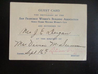 Guest Card San Francisco Women's Building Assoc