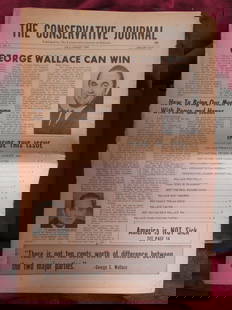 George Wallace Can Win [For President]: The Conservative Journal - New Orleans - July Auguest 1968 Extremely Rare. Dated: 1968 Volume/No: Vol 1 No. 9 Publisher: Conservative Society Provenance: Hill House Notes & Literature: George