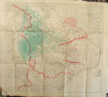 Allied Advance 1918 - World War One Map: Allied Advance 1918 - World War One World War I One. Linen backed. Map 9 - Ordnance Survey - Large Map with Scale Publisher British Dated: 1919 Type: Colored Miltary Movements Dimensions: 28 x
