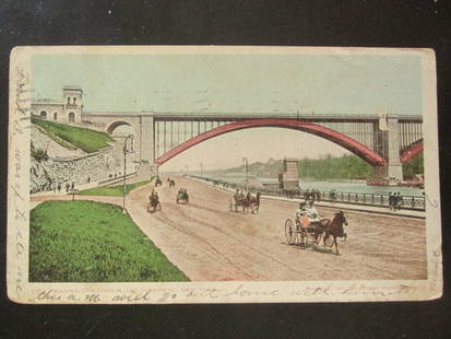 Washington Bridge and Speedway, New York City PC: Washington Bridge and Speedway, New York City Early New York City view. Undivided back. Dated: 1905 Notes & Literature: The Washington Bridge is a 2,375-foot (724 m)-long arch bridge over the
