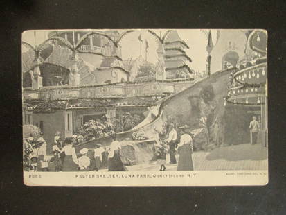 Helter Skelter Luna Park Coney Island New York: Helter Skelter Luna Park Coney Island New York Early New York City view. Undivided back. Glitter Postcard Dated: 1904 Type/Theme: Amusement Parks Notes & Literature: The Helter Skelter was a type
