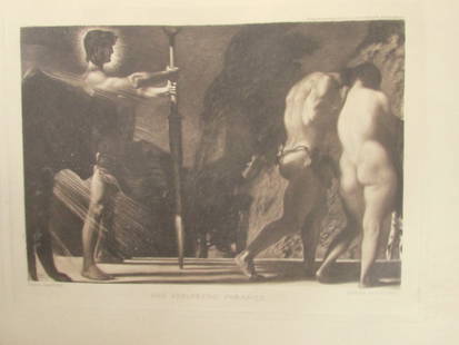 Franz Von Stuck - Das Verlorene Paradies: Das Verlorene Paradies (Paradise Lost) Image Size 5 x 7" Sheet size 8 x 12" Engraver Hanfstaengl. Artist: Franz Von Stuck Print Type: Gravure with plate mark Signed: In plate
