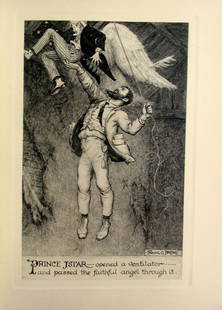 Prince Jstar Opened a Ventilator: Prince Jstar Opened a Ventilator and Passed the Faithful Angel Through It From Revolt of the Angels - Anatole France. Artist: Frank Cheyne Pap? 1878 - 1972 Print Type: Half-tone with plate mark