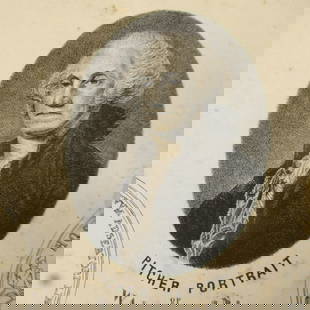 Pitcher Portrait of George Washington: Pitcher Portrait of George Washington Laid paper. Double sided. Rare Gold Medal presented to Washington by Congress on the evacuation of Boston. Book Plate of Washington. Visiting cards of Washin