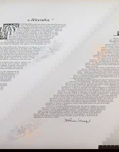 Tribute To President Grover Cleveland: Tribute To President Grover Cleveland by Holmes Conrad - Ex-Solicitor General of the US  Large Folio. With Color Side Remarks Print Type: Engraving Signed: In Plate Date: c1900
