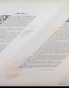 Tribute To President Benjamin Harrison: Tribute To President Benjamin Harrison by Horace A. Taylor - Asst. Secretary of the Treasury  Large Folio. With Color Side Remarks Print Type: Engraving Signed: In Plate Date: c19
