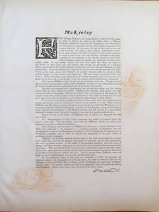 Tribute To President William McKinley: Tribute To President William McKinley by William M. Stewart - US Senator from Nevada  Large Folio. With Color Side Remarks Print Type: Engraving Signed: In Plate Date: c1900