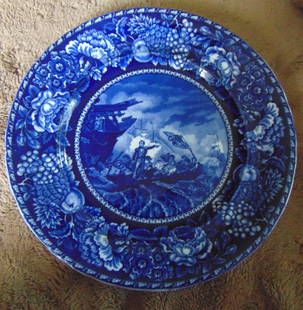 Battle of Lake Erie - Perry Leaving the Lawrence: Battle of Lake Erie - Perry Leaving the Lawrence September 10th, 1815 We Have Met the Enemy and They Are Outs Origin: Staffordshire England Date/Period: 19th century /Early 20th Type: Blue & White