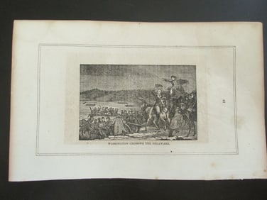 Early Engraving of Washington Crossing Delaware