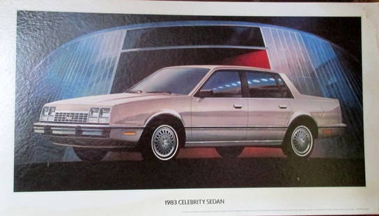 1983 Celebrity Sedan Advertising Sign: 1983 Celebrity Sedan Dealer Showroom Advertising Sign  Type: Cardboard Sign Advertiser: Chevorlet Product: 1983 Caprice Classic Sedan Date: 1983