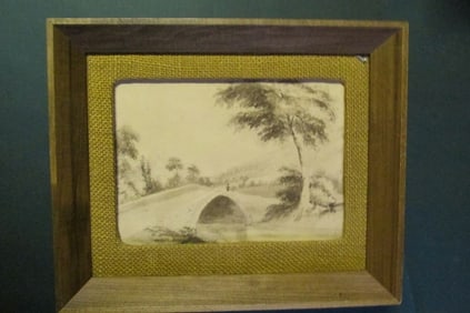 British School - Pen & Ink of Bridge
