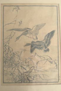 Geese ~ Japanese Woodblock: Geese Japanese Woodblock Print Artist: In Japanese Print Type: Woodblock Signed: Lower Right Side Date: 19th/20th Century Origin: