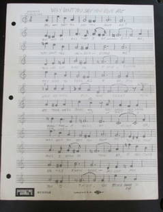 Lot of Five Original Music Compositions: Lot of Five Original Hand Written Music Compositions Hand written. Composed by Richard Ausch. 1. Why Don't You Say You Love Me [Signed]2. Lonesome Trail [Attributed]3. O