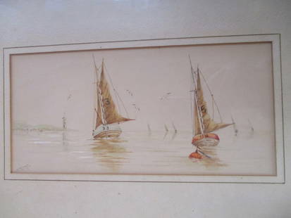 Racing Sailing Boats 3 & 5 - L. Balmont: Racing Sailboats 3 & 5 Possibly Long Island Sound Artist: L. Balmont (American) Medium: Watercolor Date: 1941 Signed: L. Balmont 41