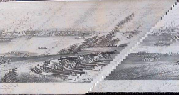 New York From Fort Columbus 1816: New York [City] Taken from Fort Columbus, Governors Island 1816 Striking view of New York City from Governors Island, as it appeared in 1816.The view shows a harbor teaming with