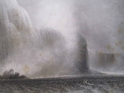Niagara Falls From The Ferry: Niagara Falls From the Ferry Artist: William Henry Bartlett (1809-1854) Print Type: Engraving Date: Circa 1837 - 1840 Origin: United Sta