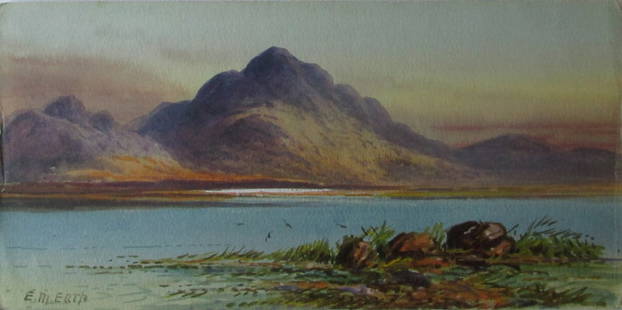 Scotland  Mountain Lake- Edwin Earp (1851-1945): Scottish Hills A Scottish watercolor. Artist: Edwin Earp - 1851 - 1945 Medium: Watercolor Date: 19th/20th century Signed: E. M. Earp