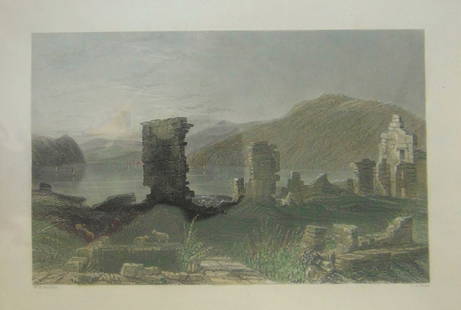 View of the Ruins of Fort Ticonderoga (New York): View of the Ruins of Fort Ticonderoga  Hand Coloring. 1st Printing. Beautifully Matted. "View of the Ruins of Fort Ticonderoga" is a print created by British artist Wil