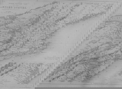 Map North Eastern Parts of the United States: Map of the North Eastern Parts of the United States Engraved for N. P Willis American Scenery Artist: William Henry Bartlett Print Type: Engraving Date: Circa 1840 Dimensio