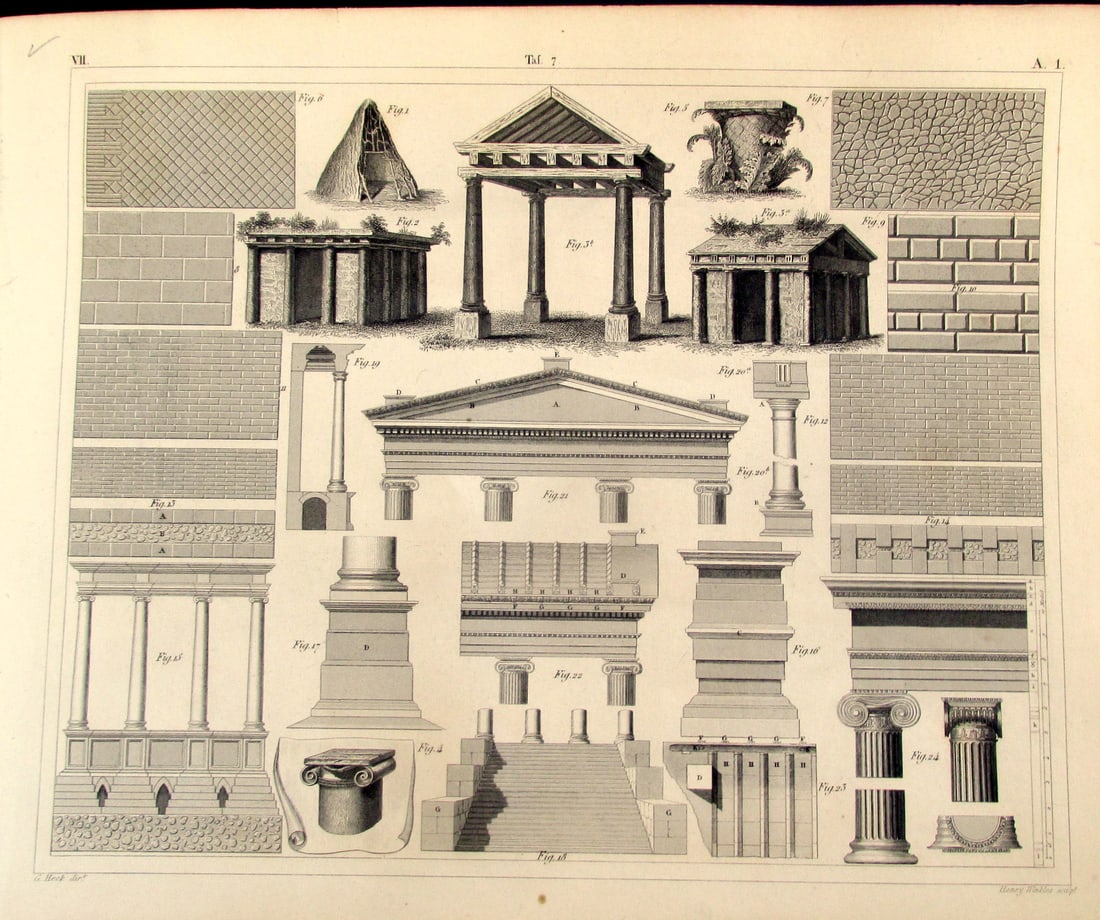 General Considerations On Architecture: Illustrating General Considerations On Architecture Extremely Rare Artist: J. G.Heck Print Type: Engraving Date: 1851 Dimensions: 9 x 11